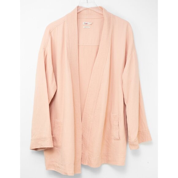 Faherty Hidden Hills Organic Cotton Tie Front Jacket Natural Preppy Size Large - Picture 3 of 7